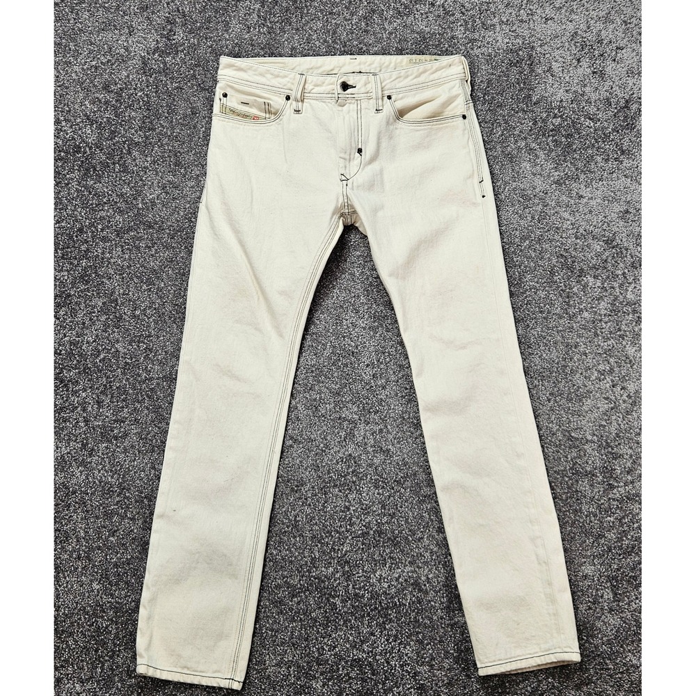 Diesel Thanaz 008HK Jeans Men's 32x32 Cream Denim Slim Skinny Made in Italy